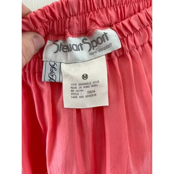 Vtg 1980's Stewart Sport By eStewart Peach Full Elastic Waist Pants Saks Fifth A